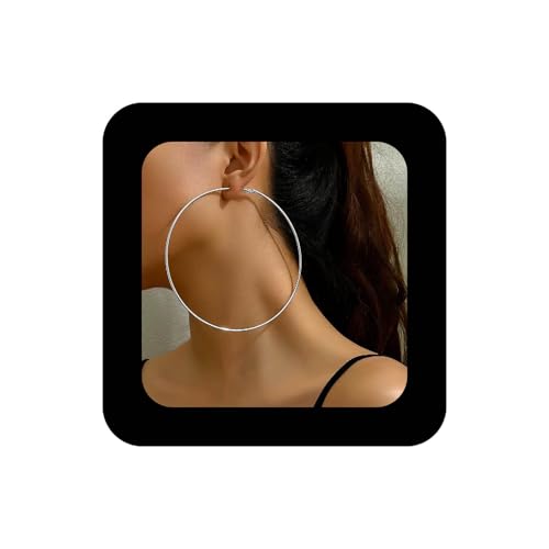 Cimenexe Punk Metall Kreis Baumeln Ohrringe Silber Runde Reifen Tropfen Ohrring Große Hohle Geometrische Kreis Ohrring Minimalistische Reifen Ohrstecker Schmuck Für Frauen von Cimenexe