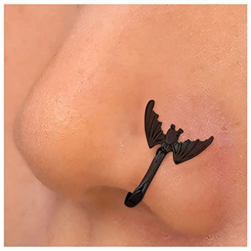 Cimenexe Punk Nasenring Schwarz Fledermaus Clip On Nasenring Vampir Fledermaus Non Piercing Nasenring Halloween Fledermaus Nasenring Reifen Schmuck Für Frauen Und Mädchen Geschenke von Cimenexe