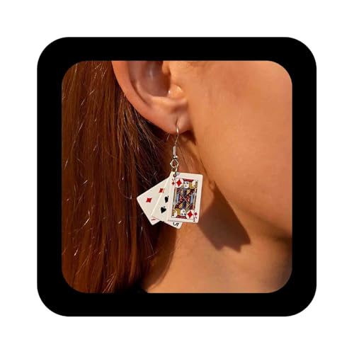 Cimenexe Punk Poker Card Baumeln Ohrringe Spielkarten Haken Ohrring Minimalistisch Ace Poker Cards Ohrring Emaille Pokers Card Pattern Ohrringe Schmuck Für Frauen von Cimenexe