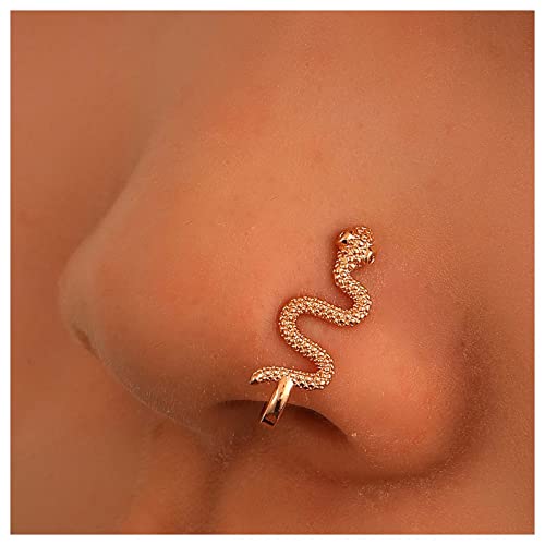 Cimenexe Punk Schlange Nasenring Gold Schlange Clip Auf Nasenring Schlange Nicht Piercing Nasenring Viper Schlange Nasenring Hoop Schmuck Für Frauen Und Mädchen Geschenke von Cimenexe