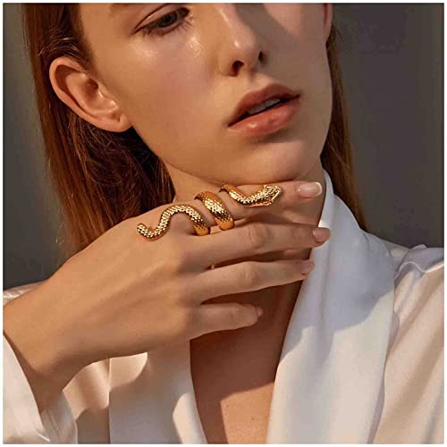 Cimenexe Punk Schlange Wrap Ring Vintage Viper Finger Ringe Gold Serpent Ring Gothic Schlange Aussage Ringe Tierschmuck Für Frauen Und Mädchen Halloween Geschenke von Cimenexe