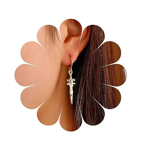 Cimenexe Punk Schwert Ohrringe Gold Schwert Messer Ohrringe Retro Dagger Reifen Ohrringe Gothic Kreuz Messer Ohrringe Schmuck Für Frauen Und Mädchen Geschenke von Cimenexe