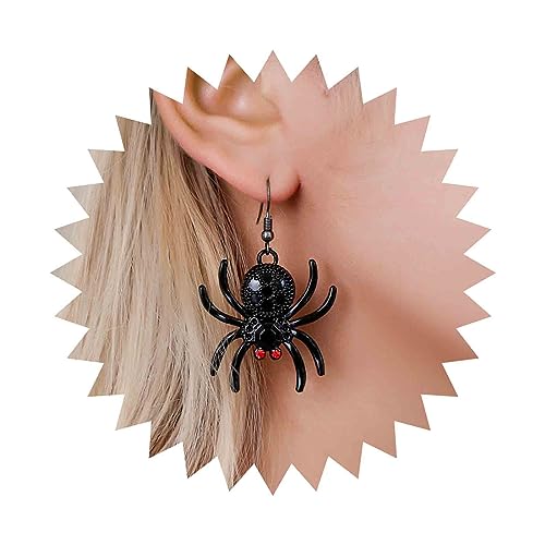 Cimenexe Punk Spinne Baumeln Ohrringe Schwarze Spinne Tropfen Ohrringe Große Rubin Spinne Haken Ohrringe Halloween Statement Spinne Ohrringe Schmuck Für Frauen Und Mädchen Geschenke von Cimenexe