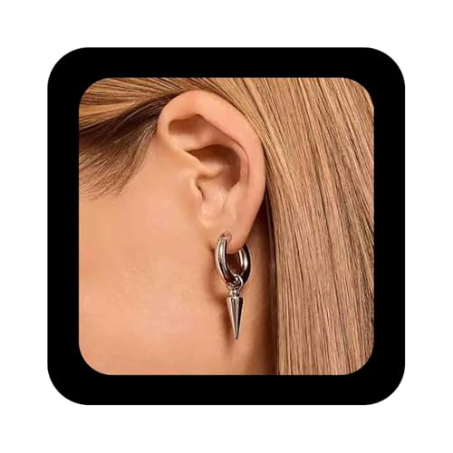 Cimenexe Punk Stacheln Nieten Baumeln Ohrringe Silber Metall Stacheln Tropfen Ohrring Minimalistischen Stacheligen Kreis Creolen Kleine Stacheligen Nieten Reifen Ohrringe Schmuck Für Frauen von Cimenexe