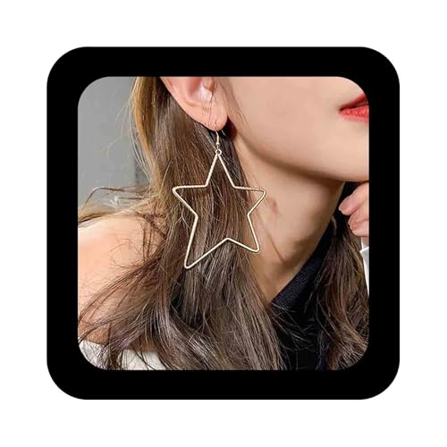Cimenexe Punk Star Baumeln Ohrringe Metall Hohl Pentagramm Tropfen Ohrringe Groß Gold Stern Haken Ohrring Minimalistisch Pentagramm Stern Ohrring Schmuck Für Frauen von Cimenexe