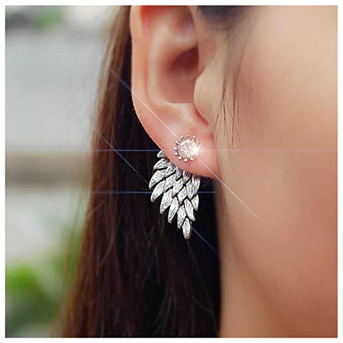 Cimenexe Vintage Angel Wing Ear Jacket Ohrringe Silber Kristall Ohrstecker Strass Flügel Ohrringe Two Ways Front Back Ohrstecker Schmuck für Frauen und Mädchen Geschenke von Cimenexe