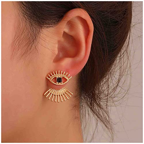 Cimenexe Vintage Böser Blick Ohr Jacken Ohrringe Gold - Strass Punkt Zwei Wege Vorne Zurück Ohrstecker Schmuck Für Frauen Und Mädchen Geschenke von Cimenexe