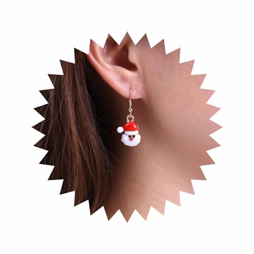 Cimenexe Vintage Emaillierte Weihnachtsmann Ohrringe Rot Xmas Schmuck Für Frauen Und Mädchen Geschenke von Cimenexe