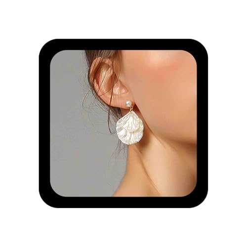 Cimenexe Vintage Jakobsmuschel Ohrringe Perle Ohrstecker Weiße Muschel Ohrring Böhmischen Erklärung Ohrringe Schmuck Für Frauen Und Mädchen von Cimenexe