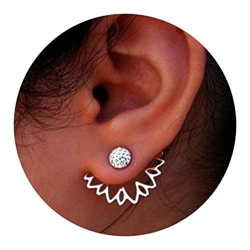 Cimenexe Vintage Lotus Blume Ohrstecker Ohrringe Kristall Blumen Ohrstecker Ohrringe Gold Strass Lotus Ohrringe Zwei Wege Vorderseite Zurück Ohrringe Schmuck Für Frauen Und Mädchen Geschenke von Cimenexe