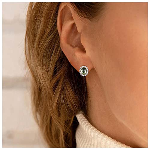 Cimenexe Vintage Oval Grün Opal Ohrringe Perlen Kreis Ohrstecker Gold Perlen Ohrringe Mondstein Geburtsstein Ohrringe Schmuck Für Frauen Und Mädchen Geschenke von Cimenexe