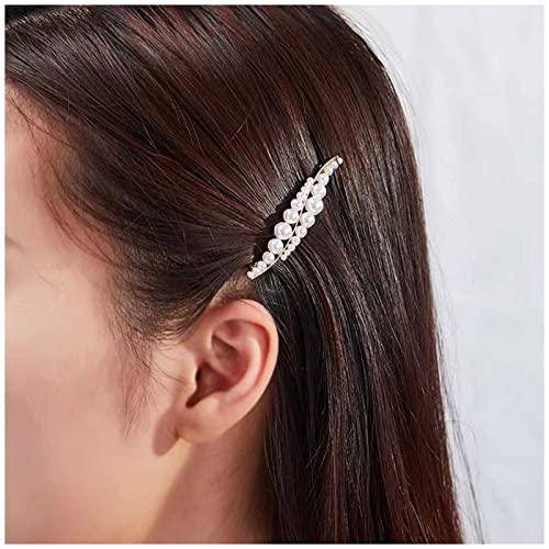 Cimenexe Vintage Perle Haarspange Blatt Haarspange Perle Blatt Haarnadel Gold Perle Haarnadeln Clips Multi Perle Kopfbedeckung Dekorativer Haarschmuck Schmuck für Frauen und Mädchen von Cimenexe