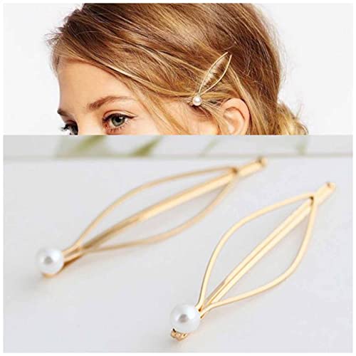 Cimenexe Vintage Perle Haarspange Perlenstab Haarnadeln Haarspange Gold Hohlblatt Haarnadeln Clips Perle Kopfbedeckung Dekorative Bobby Pins Perle Haarschmuck Schmuck für Frauen und Mädchen von Cimenexe