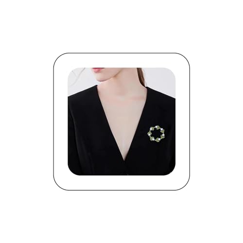 Cimenexe Vintage Perlenkranz Brosche Grün Perlenkranz Brosche Pin Perle Blatt Reifen Pin Brosche Hohl Perlenkranz Brosche Pin Hochzeit Revers Pin Bankett Abzeichen Pins Schmuck Für Frauen von Cimenexe