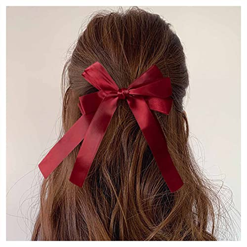 Cimenexe Vintage Rote Seidenschleife Haarspangen Französische Schleife Haarspangen Rote Fliege Haarspange Barrette Rote Schleife Knoten Haarspange Seidenschleife Kopfteil Haarschmuck Für Frauen Und von Cimenexe