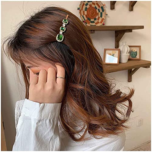 Cimenexe Vintage Smaragd Haarspange Grün Kristall Haarnadeln Clips gepflastert Cz Haarspange Strass Kopfclip Haarspange Böhmische Kopfbedeckung Dekorative Haarnadeln Smaragd Kristall Haarschmuck von Cimenexe