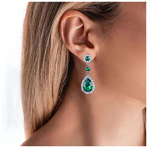 Cimenexe Vintage Smaragd Kristall Ohrringe Tropfen Kristall Ohrringe Kristall Ohrstecker Ohrringe Oval Grün Strass Ohrringe Gepflastert Cz Grün Ohrringe Schmuck Für Frauen Und Mädchen Geschenke von Cimenexe