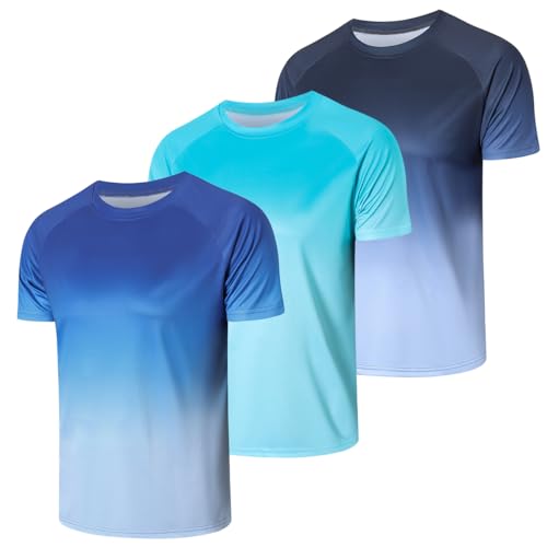 Cimic 3er Pack UV Shirt Herren Rashguard UPF 50+ UV Schutz Shirts Wasser Schwimmshirt Funktionsshirt Herren Lässig Sonnenschutz Sport Tshirt Männer Atmungsaktiv für Outdoor Schwimmen(0817-Navy-2XL) von Cimic