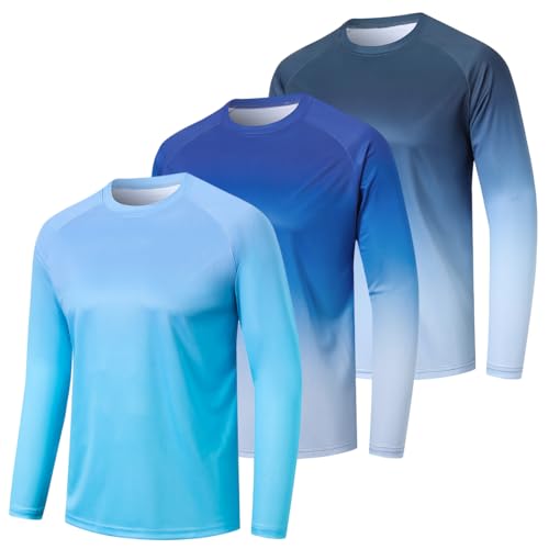 Cimic 3er Pack UV Shirt Herren Rashguard UPF 50+ UV Schutz Shirts Wasser Schwimmshirt Funktionsshirt Herren Langarm Sonnenschutz Sport Tshirt Männer Atmungsaktiv für Outdoor Schwimmen(0619-Navy-XL) von Cimic