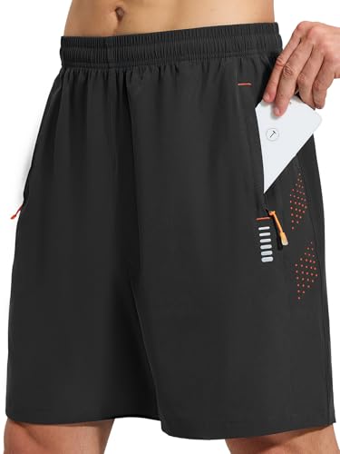 Cimic Sporthose Herren Kurz Shorts Kurze Hosen Laufhose Jogginghose Herren Hose Sommer fur Sport Basketball Gym Männer Schnell Trocknend Atmungsaktive mit Taschen 1 Pack Men D3030 Black XXL von Cimic