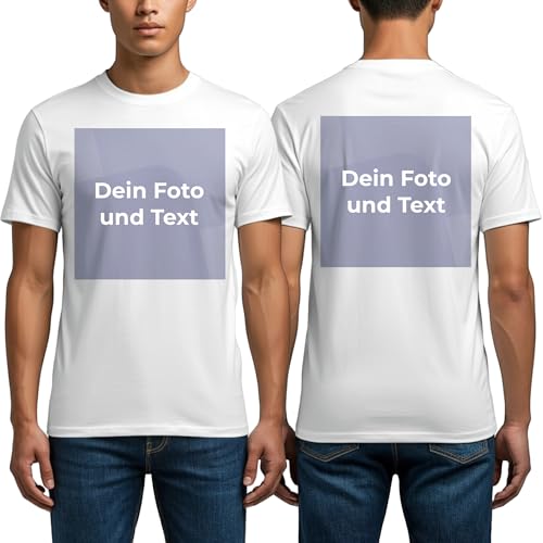 Cimpress Personalisiertes T-Shirt für Männer, Mit Foto, Text oder Design selbst gestalten, Baumwoll-T-Shirt (DE/NL/SE/PL, Alphanumerisch, M, Regular, Regular, Weiß) von Cimpress