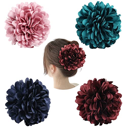 Cinaci 4 Stück Kunststoff Haarkrallenklammern mit Big Flower Haarspangen Klemmen Zubehör für Frauen Mädchen von Cinaci