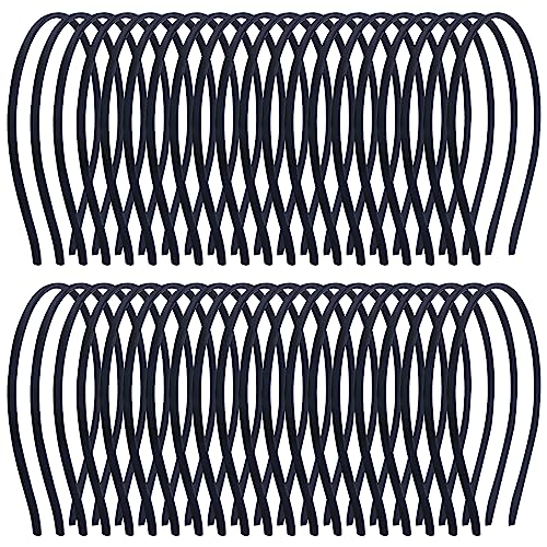 Cinaci 40 Stück 6mm Dünne Skinny Schwarz Fleck Überzogen Metall Stirnbänder Einfache einfache DIY Handwerk Haarbänder Zubehör für Frauen Mädchen Teens Kinder Kleinkinder von Cinaci