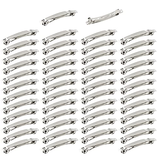 Cinaci 50 Stück 10 cm / 4 Zoll Blank Plain DIY Handwerk Silber Metall Französisch Haarspangen Snap Haarspangen Haarnadeln für Frauen Mädchen Haarschmuck von Cinaci
