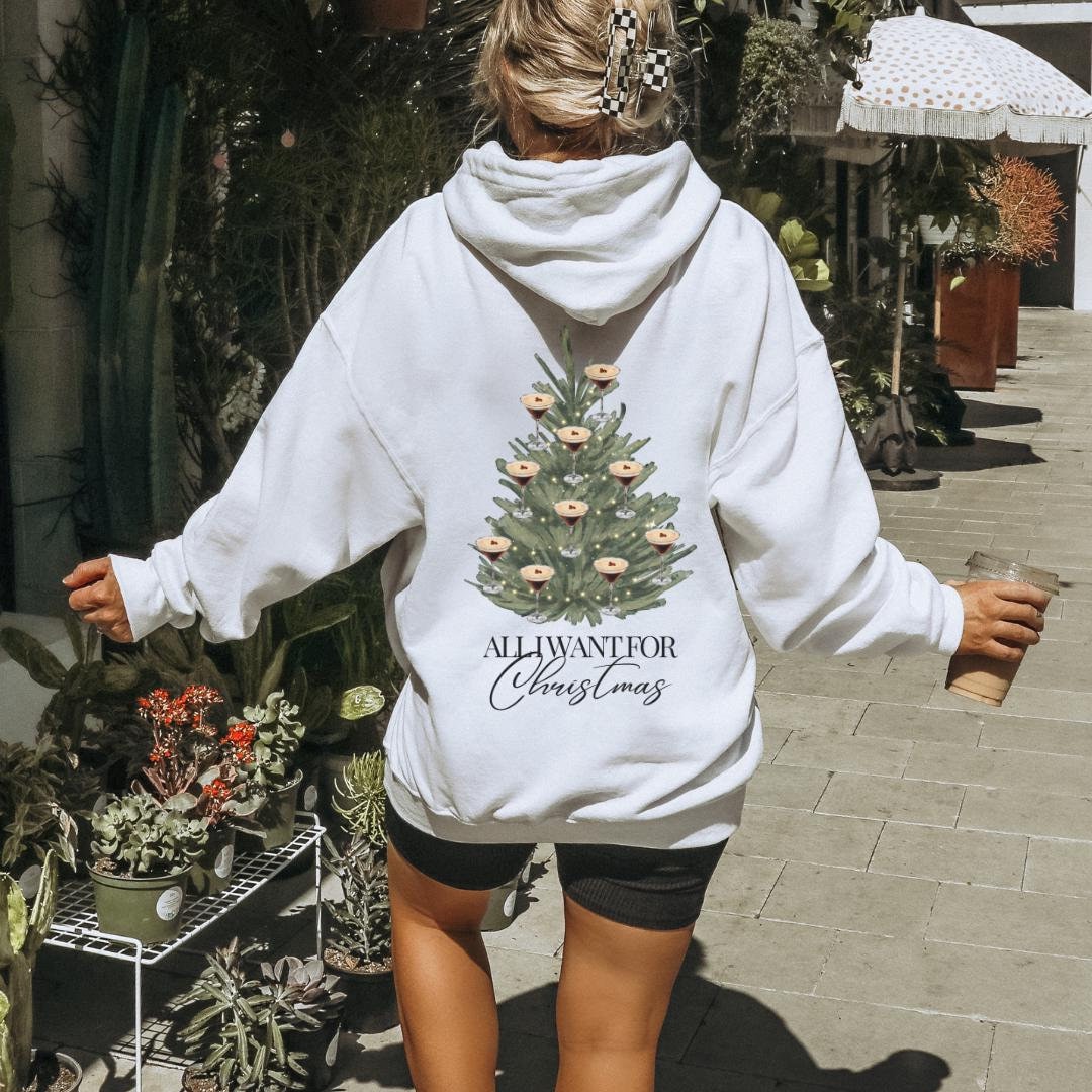 All I Want For Christmas Espresso Martini Tree Bestie Retro Hoodie Tini Time Y2K Cocktail Lover Alcohol Gift Mother Aperitifo Santa 90S Xmas von CincerelyYoursShop