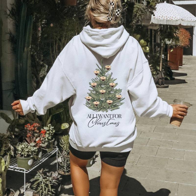 All I Want For Christmas Espresso Martini Tree Bestie Retro Hoodie Tini Time Y2K Cocktail Lover Alcohol Gift Mother Aperitifo Santa 90S Xmas von CincerelyYoursShop