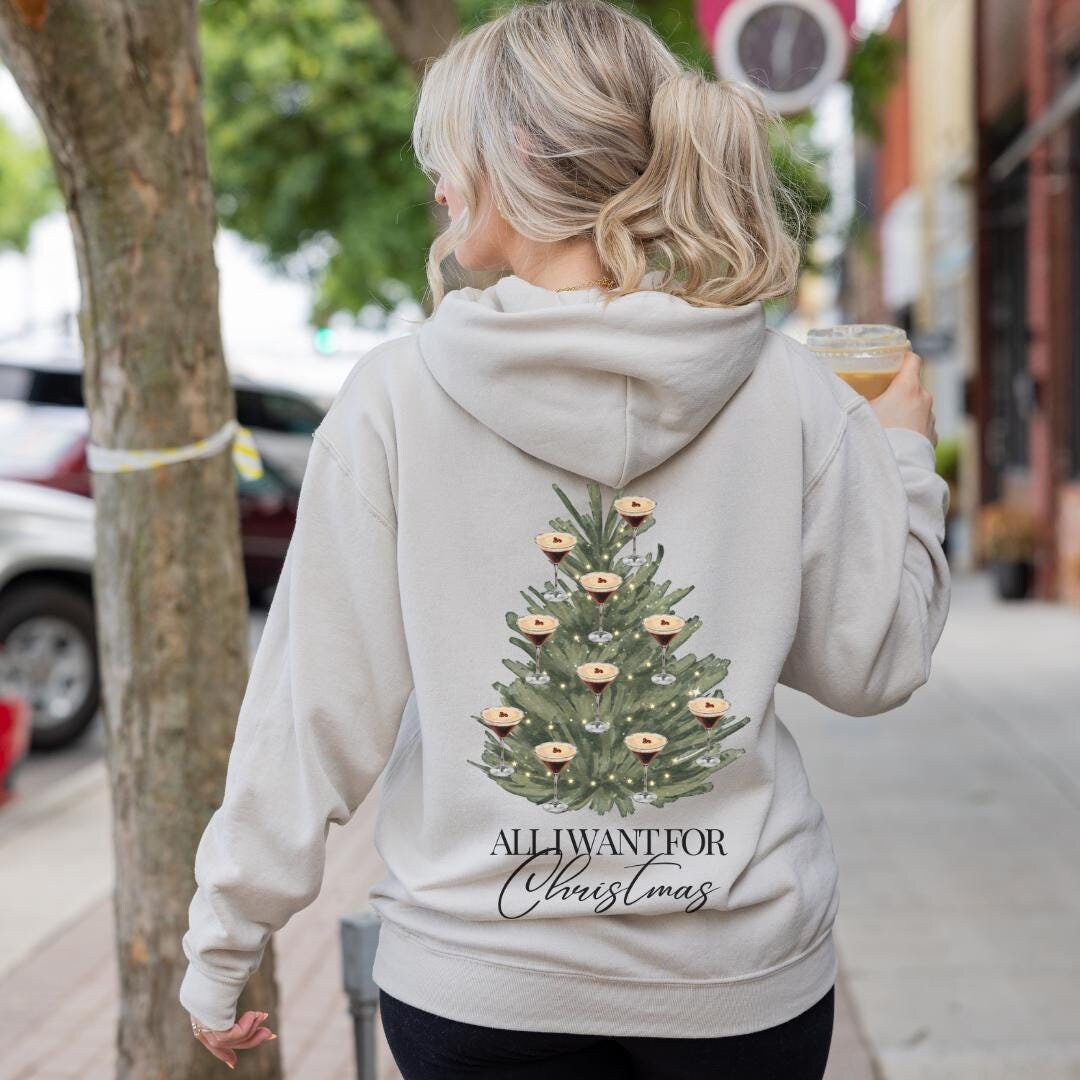 All I Want For Christmas Espresso Martini Tree Bestie Retro Hoodie Tini Time Y2K Cocktail Lover Alcohol Gift Mother Aperitifo Santa 90S Xmas von CincerelyYoursShop