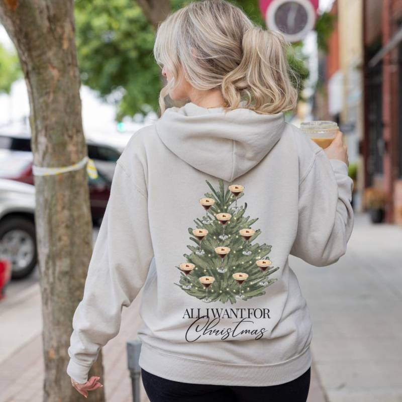 All I Want For Christmas Espresso Martini Tree Bestie Retro Hoodie Tini Time Y2K Cocktail Lover Alcohol Gift Mother Aperitifo Santa 90S Xmas von CincerelyYoursShop