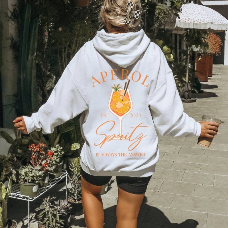 Aperol Spritz Is Always The Answer Retro Aesthetic Hoodie Backprint Shirt Y2K Holy Aperoli Vintage Alcohol Gift Aperitifo 90S von CincerelyYoursShop