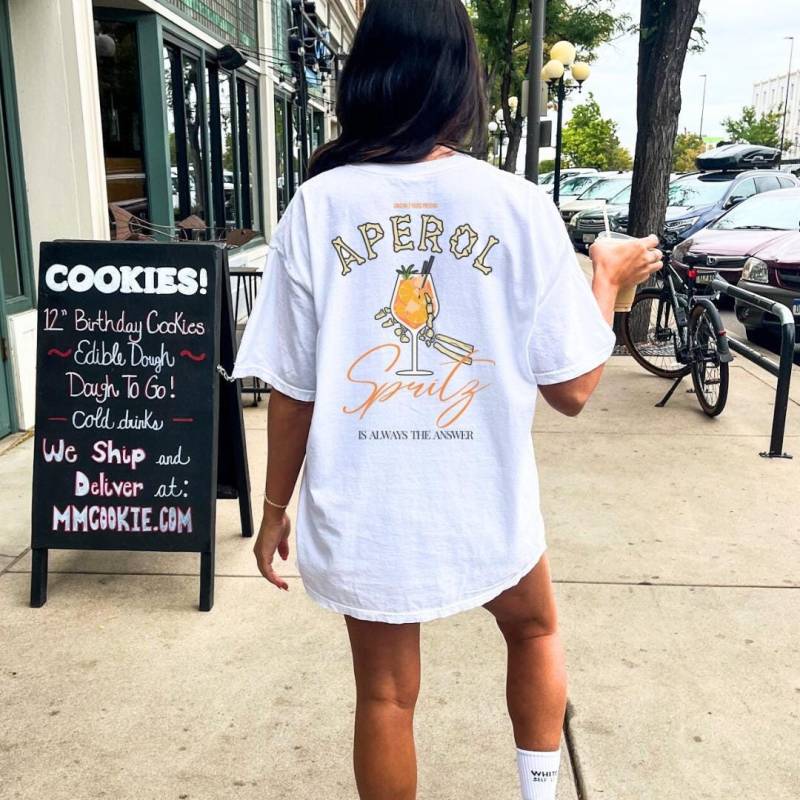 Aperol Spritz Is Always The Answer Retro Halloween T-Shirt Backprint Shirt Y2K Holy Aperoli Skeleton Alcohol Gift Aperitifo von CincerelyYoursShop