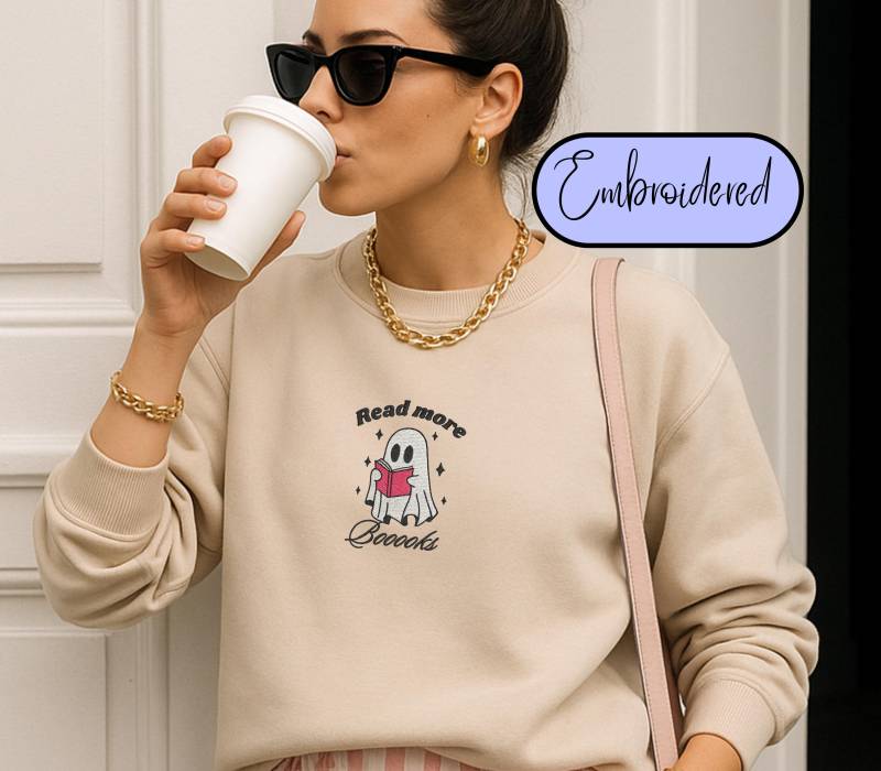 Bookish Ghost Embroidered Sweatshirt For Readers Cozy Halloween Sweater Cute Reading Shirt Gift Bookworms Fall Introvert Style 90S Bookish Ghost Embroidered Sweatshirt For Readers Cozy Halloween Sweater Cute Reading Shirt Gift Bookworms Fall Introvert Style 90S von CincerelyYoursShop