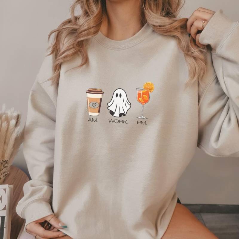 Coffee Am Ghost Work Aperol Spritz Pm Funny Meme Halloween Retro 90S Sweater Y2K Holy Aperoli Autumn Alcohol Gift Aperitifo Silly von CincerelyYoursShop