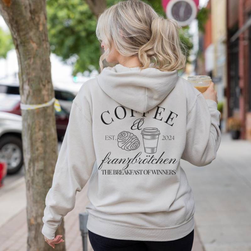 Coffee & Franzbrötchen The Breakfast Of Winners Retro Hoodie Lover Sweatshirt Food Mothers Day Gift 90S Graphic Back Print Y2K von CincerelyYoursShop