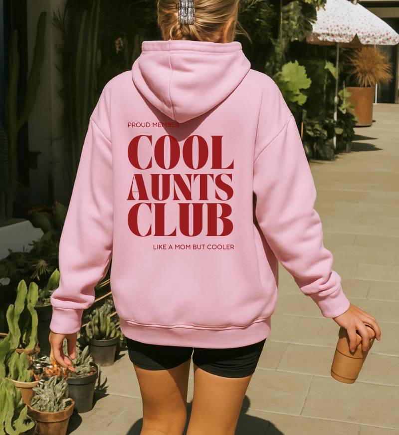 Cool Aunts Club Hoodie Custom Pocket Back Print Pregnancy Announcement Gender Reveal Gift Like A Mom But Cooler Y2K Auntie Sweatshirt 90S von CincerelyYoursShop