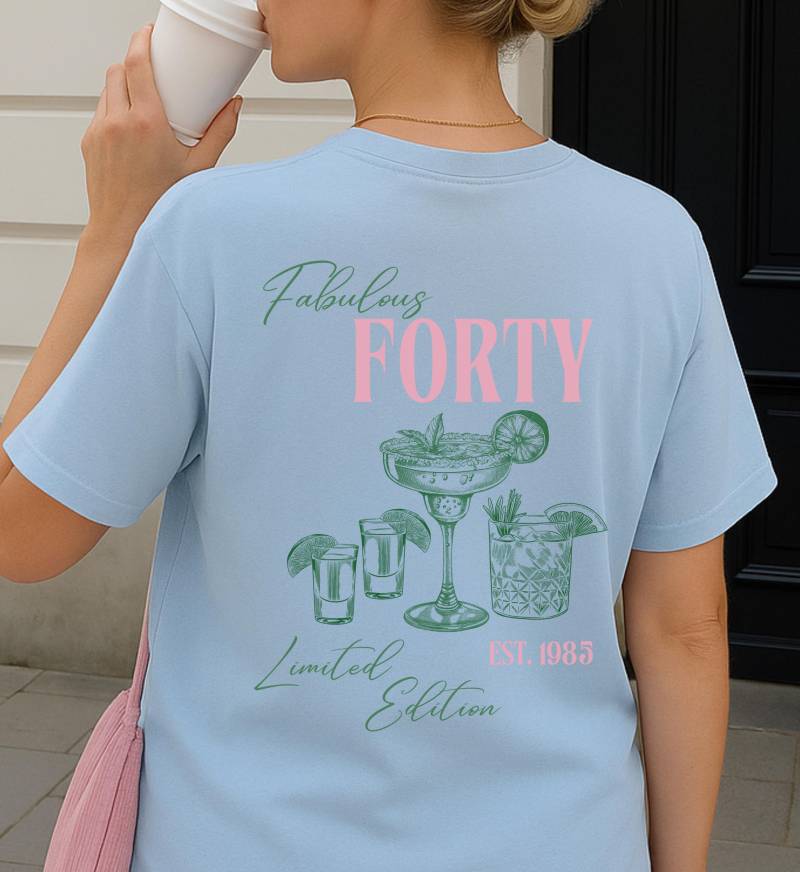Custom Fabulous 40 Party Shirt Personalized 40Th Birthday Group T-Shirt Gift Girlfriend Margarita Social Cocktail Club 90S Tequila von CincerelyYoursShop