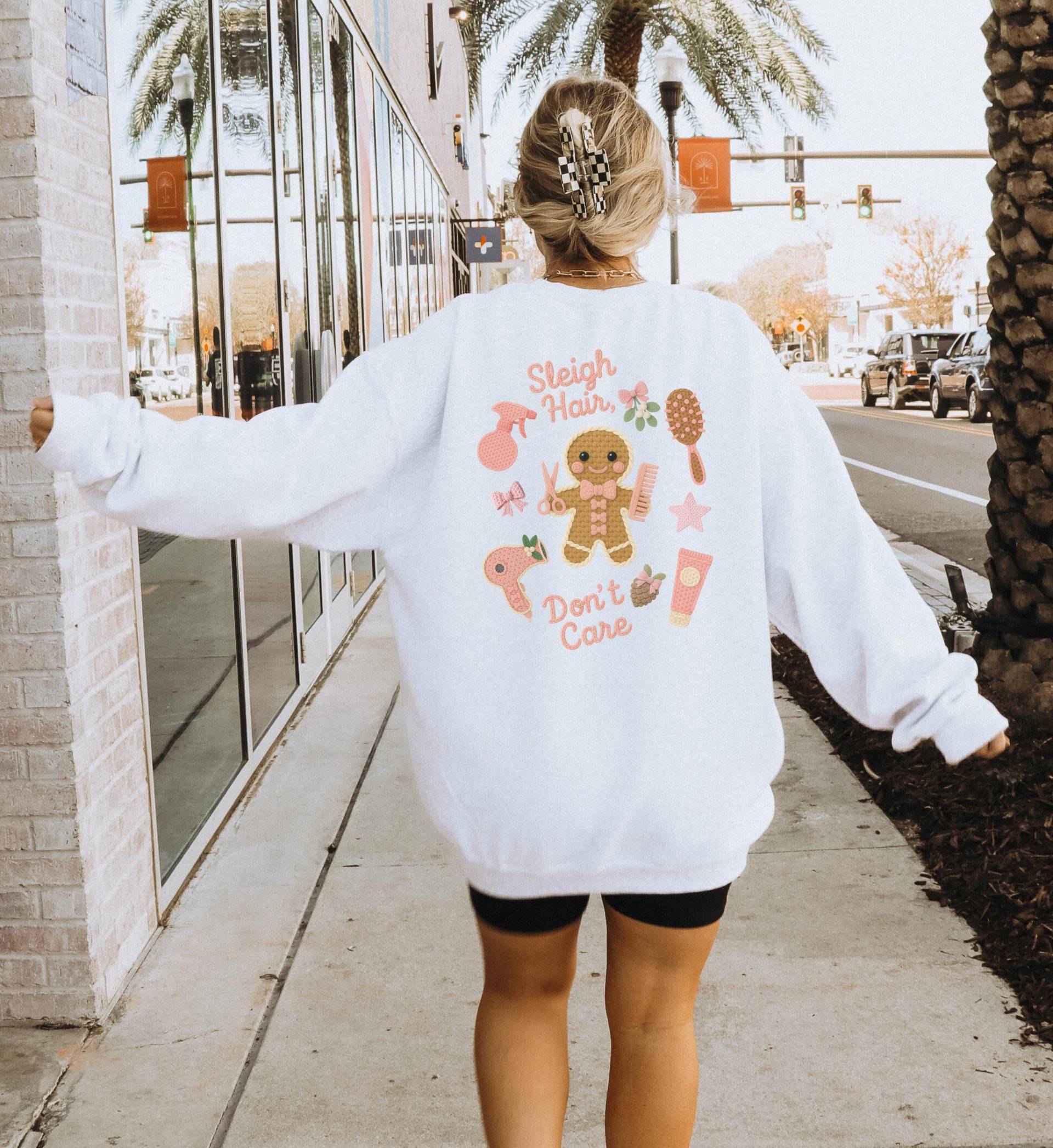 Custom Hairstylist Sweatshirt Sleigh Hair Dont Care Coquette Knitted Gingerbread Christmas Sweater Funny Salon Crew Matching Holiday Shirts von CincerelyYoursShop