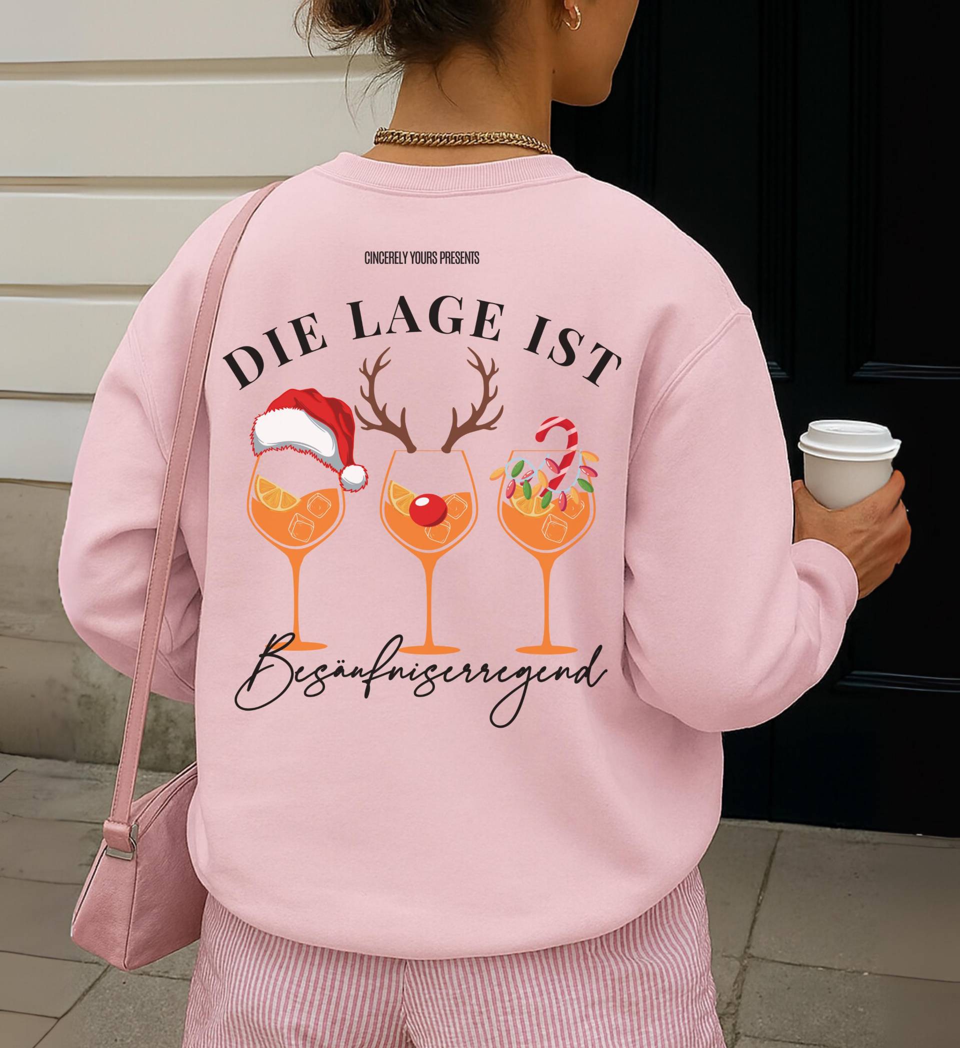Die Lage Ist Besäufniserregend Aperol Spritz Christmas Sweatshirt Holiday Cocktail Party Reindeer Santa Hat Ugly Sweater Style Drink Festive von CincerelyYoursShop