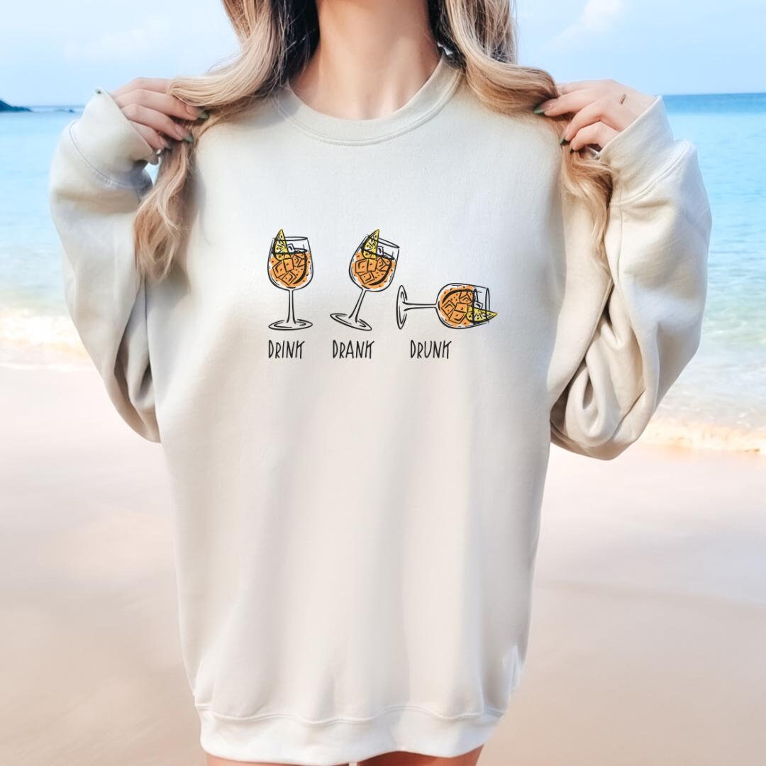 Drink Drank Drunk Aperol Spritz Retro Sweatshirt Party Shirt Y2K Boys Trip Alcohol Gift Aperitifo Group Malle Shirt Jga Girls 90 von CincerelyYoursShop