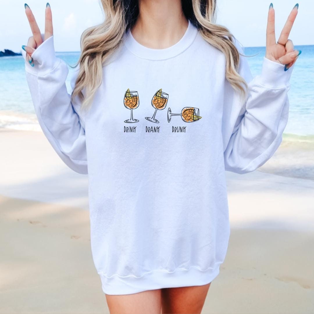 Drink Drank Drunk Aperol Spritz Retro Sweatshirt Party Shirt Y2K Boys Trip Alcohol Gift Aperitifo Group Malle Shirt Jga Girls 90 von CincerelyYoursShop