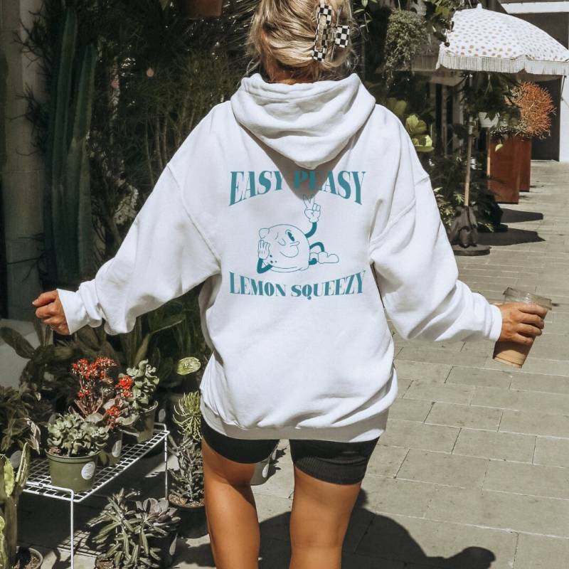 Easy Peasy Lemon Squeezy Hoodie Retro 90S Back Print Sweatshirt Summer Beach Vintage Sun Vibes Pocket Limoncello Mom Bestie Y2K Sweat von CincerelyYoursShop