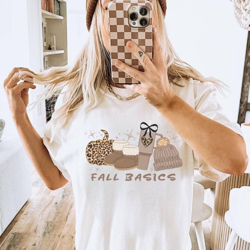 Fall Basics Stanley Leopard Retro Pumpkin Boots Woll Hat Girly Shirt Halloween T-Shirt Y2K Black Bow Autumn Lover Teacher Gift 90S Vintage von CincerelyYoursShop