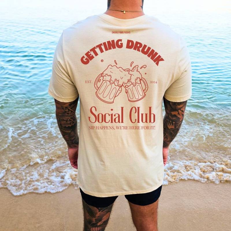Getting Drunk Social Club Cocktail Party Shirt Name Malle 2024 Oversized Boys Trip Spring Break Group Jga Girls-Trip Apres Ski Personalized von CincerelyYoursShop