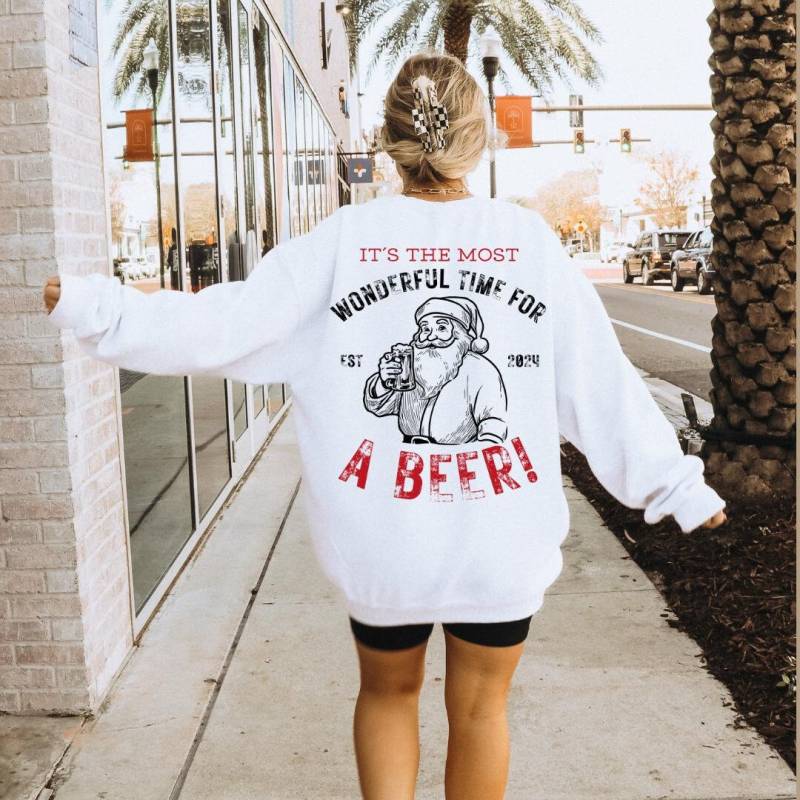 It S The Most Wonderful Time For A Beer Matching Group Christimas Sweatshirt Family Party Office Holidays Vacay Santa Clause Dad Joke Gift von CincerelyYoursShop