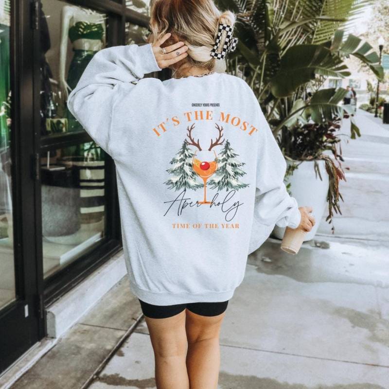 Its The Most Aper-Holy Time Of Year Aperol Sweatshirt Christmas Spritz Retro Pullover Backprint Y2K Cocktail Lover Gift Aperitifo von CincerelyYoursShop