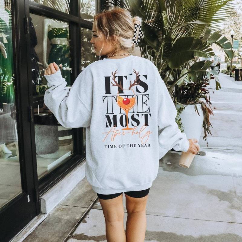 Its The Most Aper-Holy Time Of Year Aperol Sweatshirt Christmas Spritz Retro Pullover Backprint Y2K Cocktail Lover Gift Aperitifo von CincerelyYoursShop