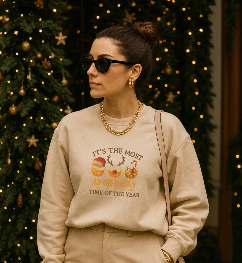 Its The Most Aper Holy Time Of Year Knitted Sweatshirt Orange Spritz Retro Vintage Christmas Aperitif Cocktail Holiday Gift Ugly Sweater von CincerelyYoursShop